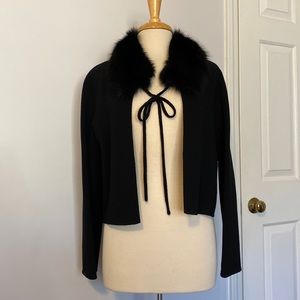 DD COLLECTION WOOL SUIT JACKET BLAZER FORMAL FUR TRIM 6